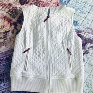 LOFT White Quilted Hooded Vest Sz 2